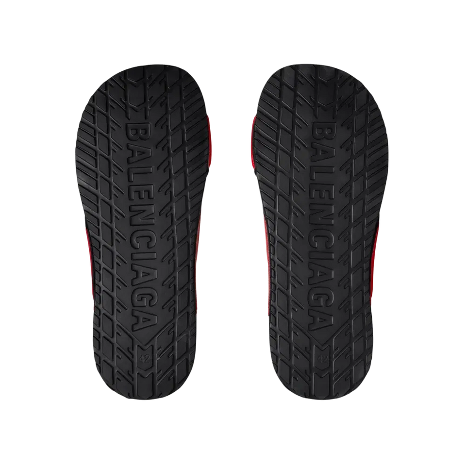 Balenciaga Sporty Pool Slide Sandal In Red