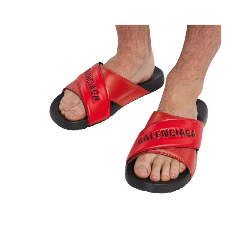 Balenciaga Sporty Pool Slide Sandal In Red