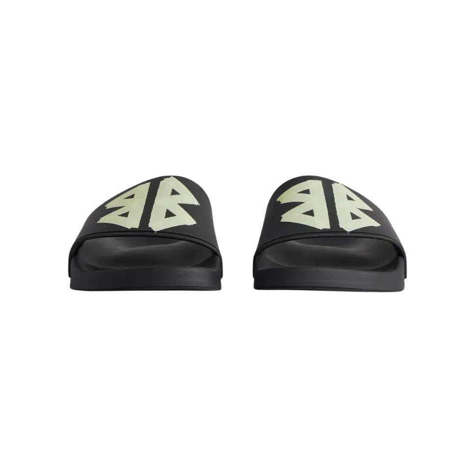 Balenciaga Pool Slides Tape Type Logo - Black Yellow
