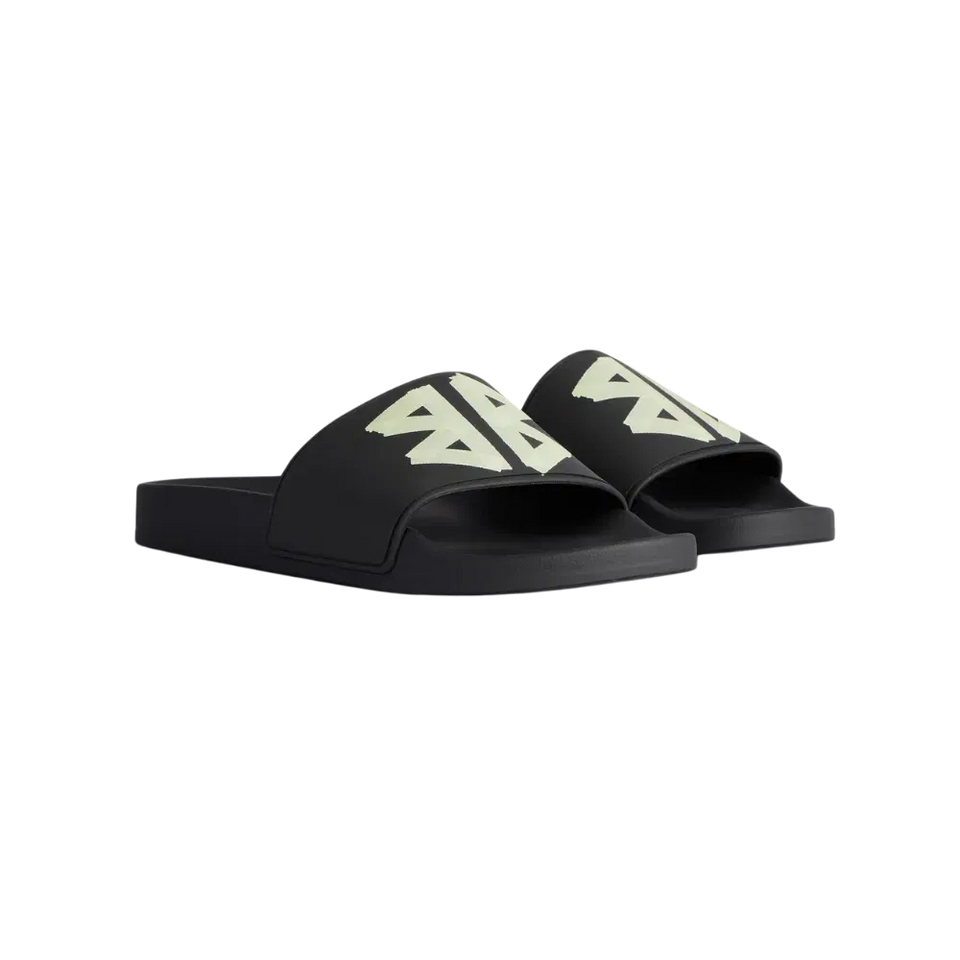 Balenciaga Pool Slides Tape Type Logo - Black Yellow
