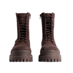 Balenciaga Combat Strike Boot In Dark Brown
