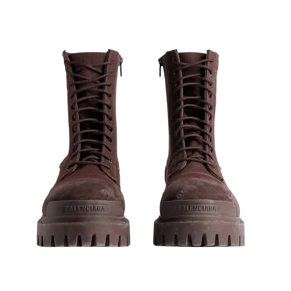 Balenciaga Combat Strike Boot In Dark Brown