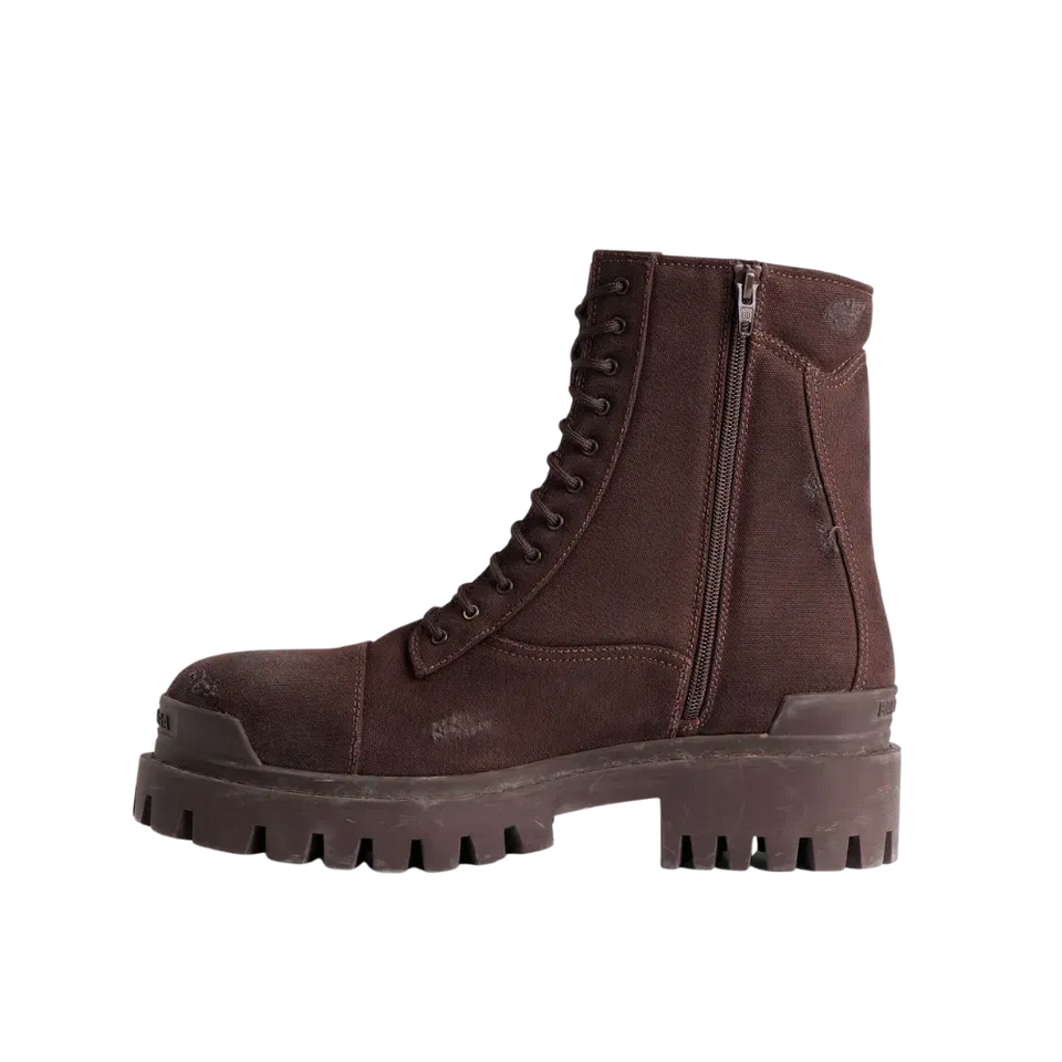 Balenciaga Combat Strike Boot In Dark Brown