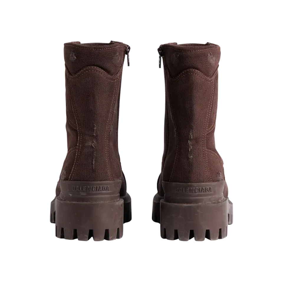 Balenciaga Combat Strike Boot In Dark Brown