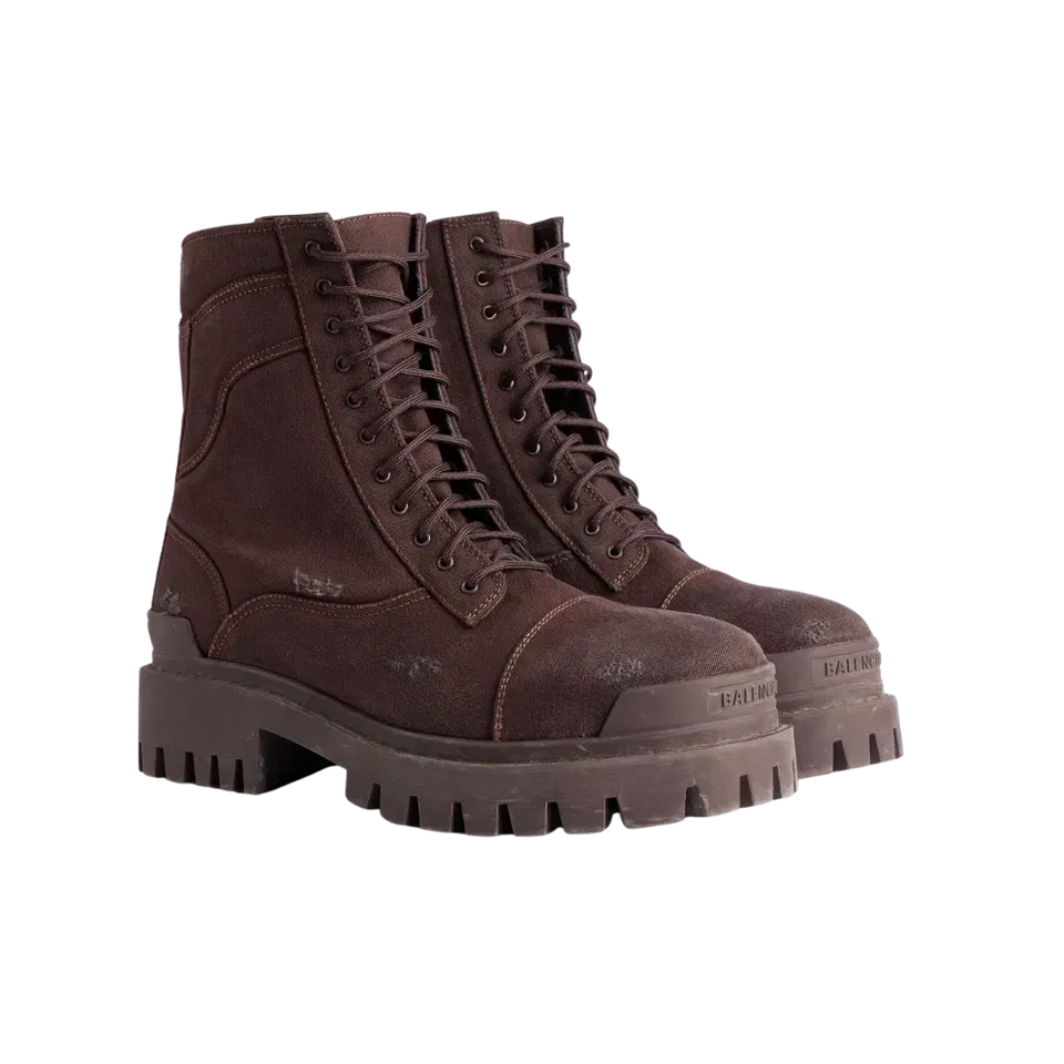 Balenciaga Combat Strike Boot In Dark Brown