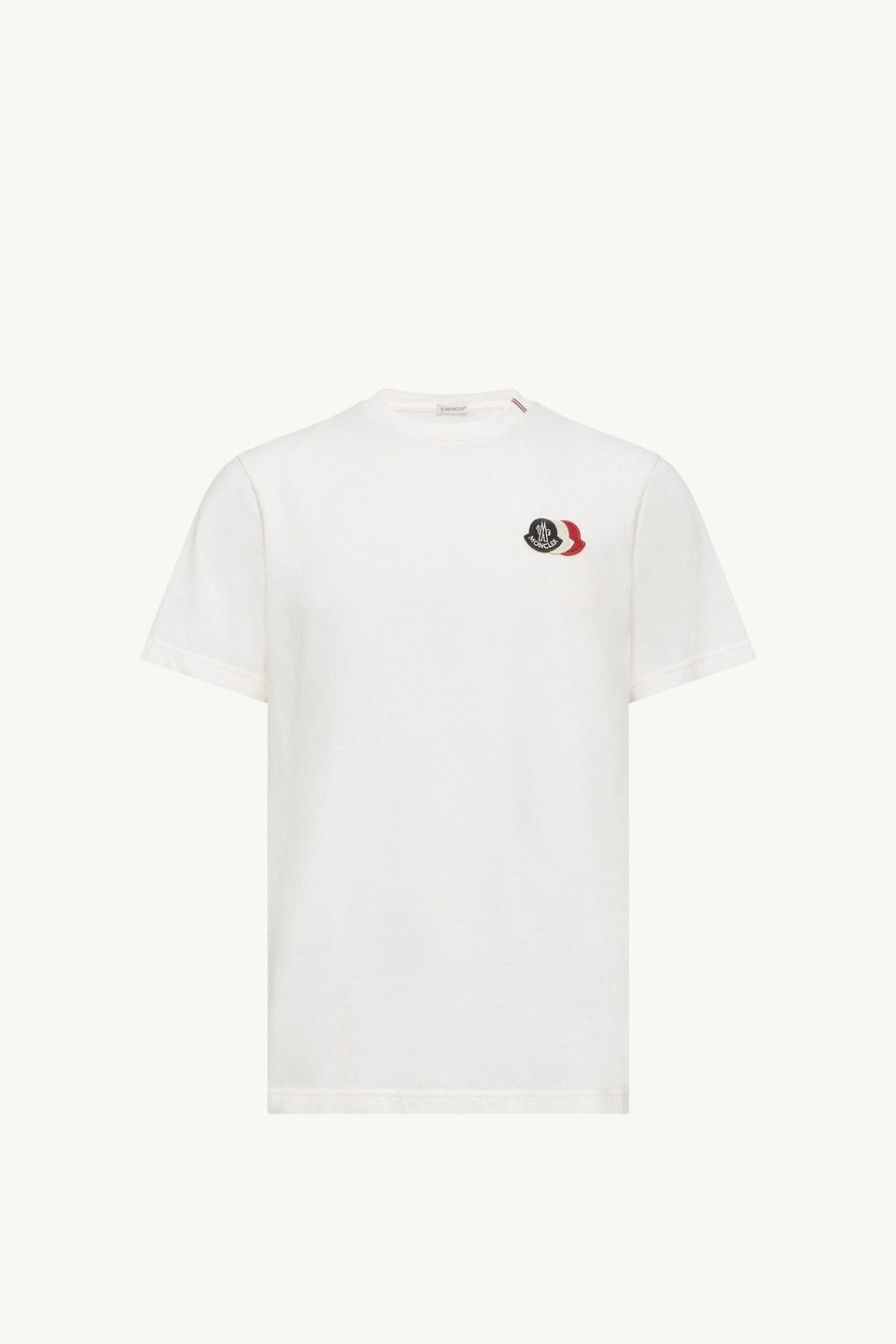 Moncler Embroidered Tricolor Logo Cotton T-Shirt White White