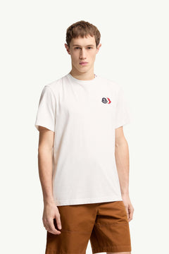Moncler Embroidered Tricolor Logo Cotton T-Shirt White White