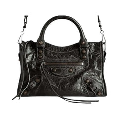 Balenciaga Le City Mini Bag In Black Arena Storico Lambskin Brass Hardware Black