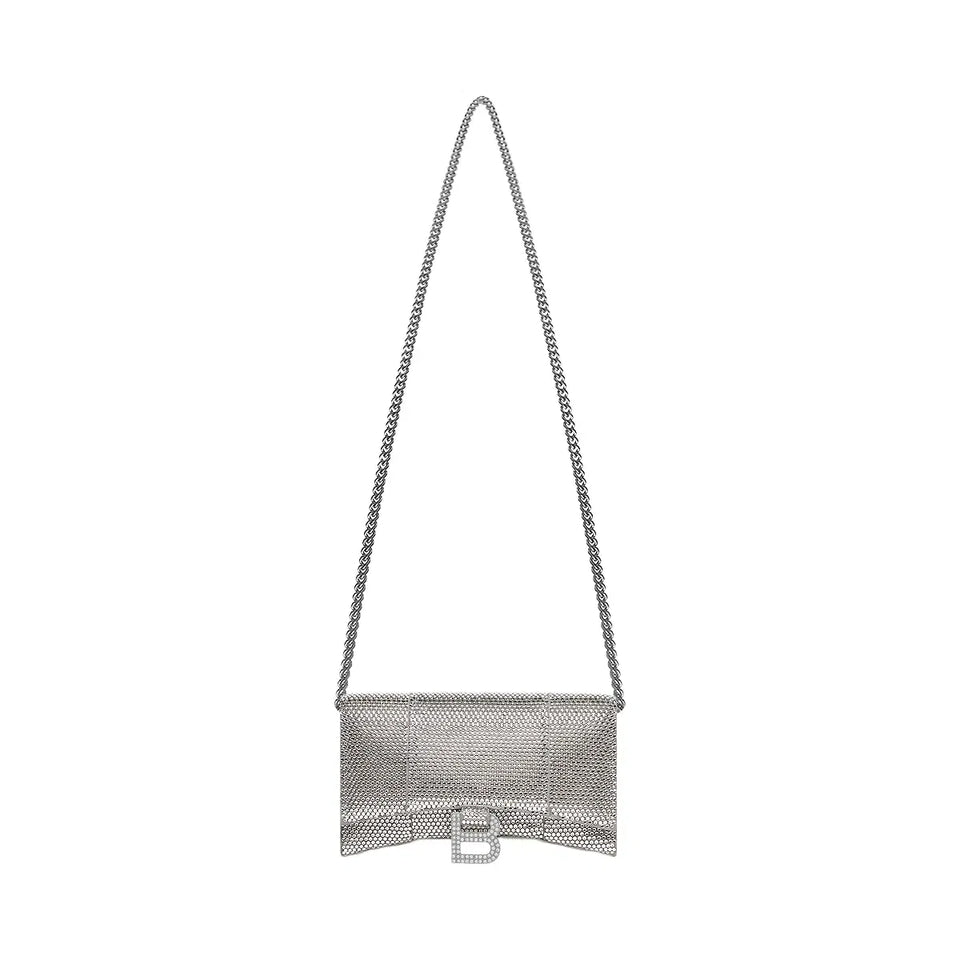 Balenciaga Hourglass Wallet On Chain With Rhinestones
