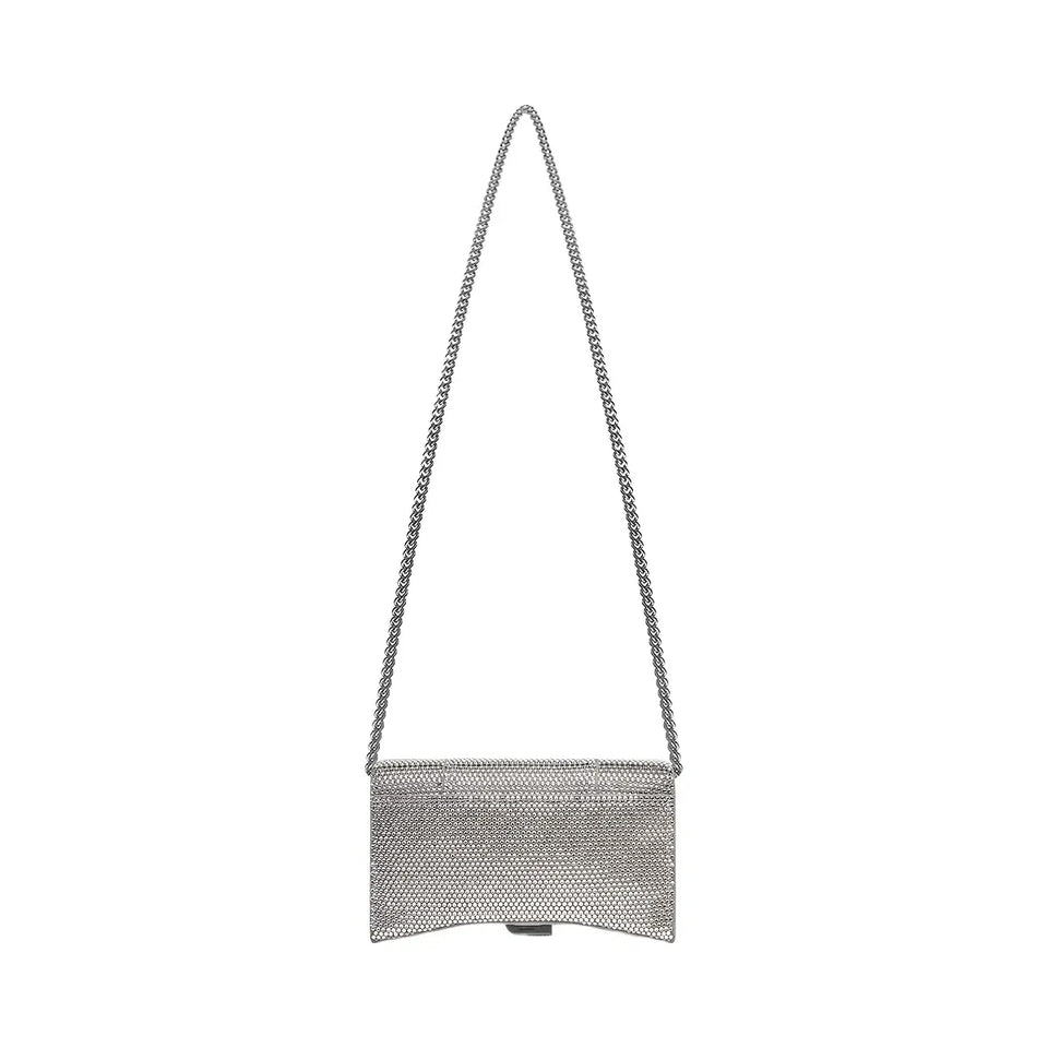Balenciaga Hourglass Wallet On Chain With Rhinestones