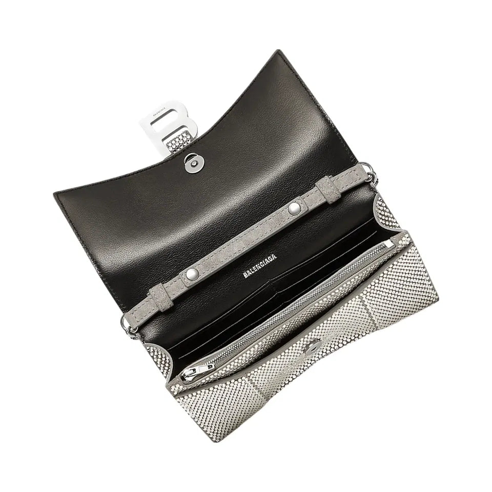 Balenciaga Hourglass Wallet On Chain With Rhinestones