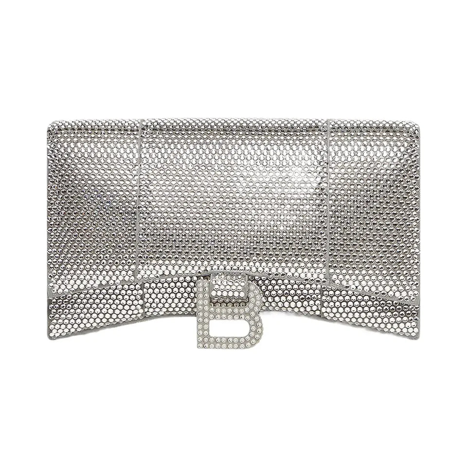 Balenciaga Hourglass Wallet On Chain With Rhinestones