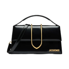 Jacquemus The Large Bambino Cross-Body Metal Flap Bag Black