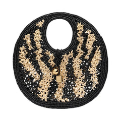 Jacquemus The Spiaggia Small Round Bag Small Raffia Circle Bag Ivory/Black