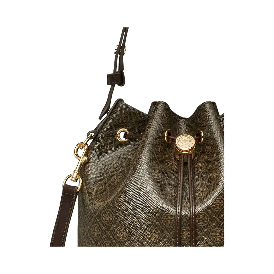 Tory Burch T Monogram Coated Canvas Bucket Bag French Press