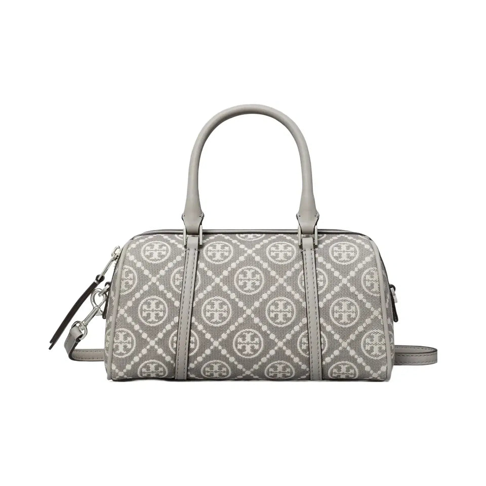 Tory Burch T Monogram Utility Mini Barrel Bag Gray