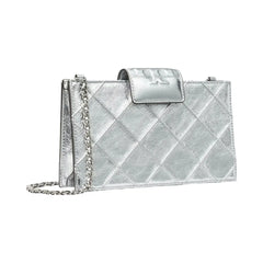 Tory Burch Mini Fleming Metallic Crossbody Silver