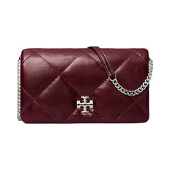 Tory Burch Kira Diamond Quilt Distressed Crossbody Dark Carmine