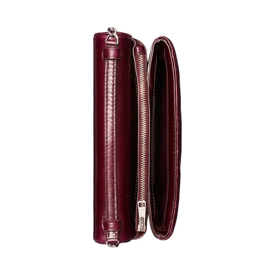 Tory Burch Kira Diamond Quilt Distressed Crossbody Dark Carmine