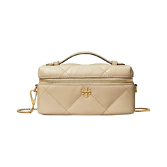Tory Burch Kira Diamond Quilt East-West Vanity Case Light Stone