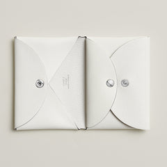 Hermes Calvi Duo Compact Card Holder Blanc