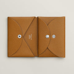 Hermes Calvi Duo Compact Card Holder Jaune Citron