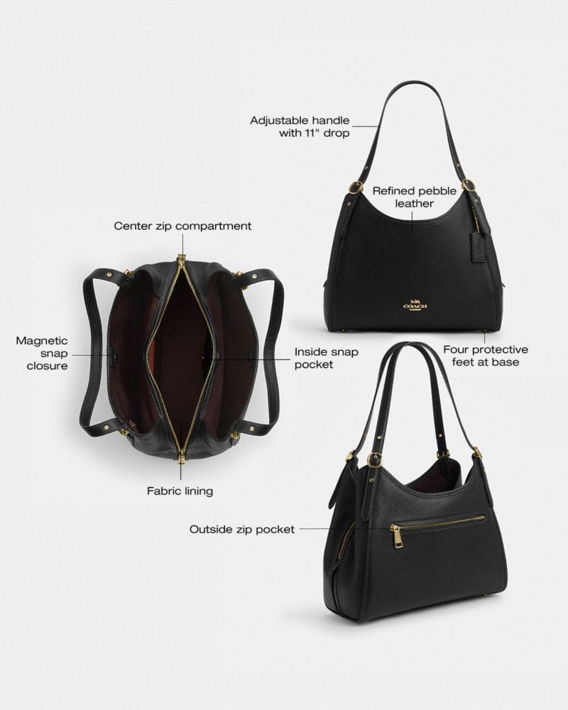 Coach Erin Shoulder Bag Gold Black