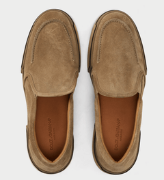 DOLCE AND GABBANA Men's DG Suede Hybrid Slip On Trainers 'Light Brown'