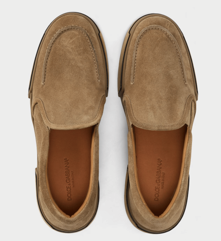 DOLCE AND GABBANA Men's DG Suede Hybrid Slip On Trainers 'Light Brown'