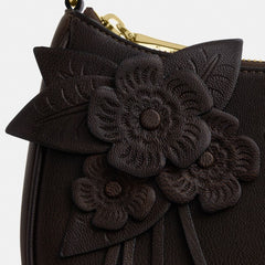Coach Teri Shoulder Bag With Floral Applique Gold Maple