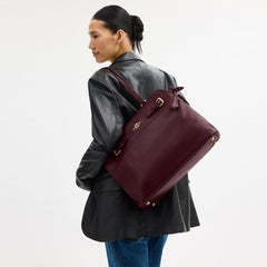Coach Easton Tote Bag Gold Dark Wine