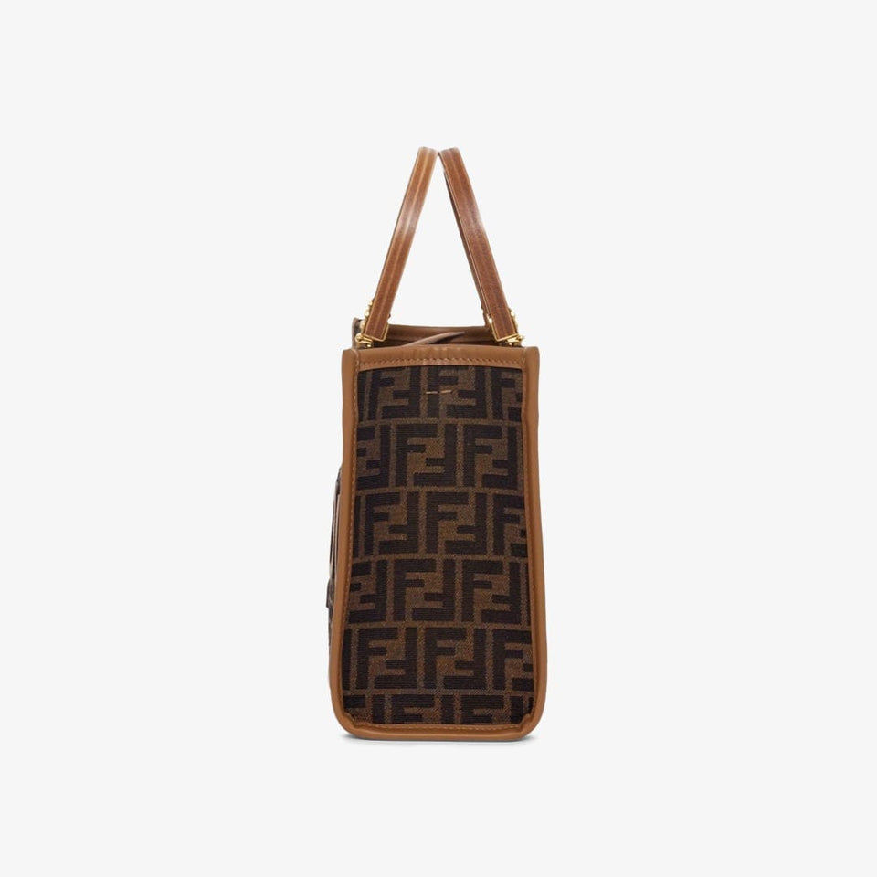 Fendi Sunshine Small Brown FF jacquard fabric bag