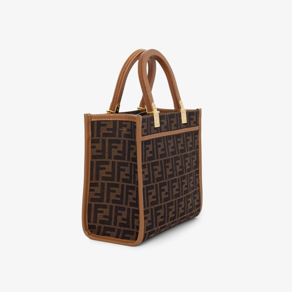 Fendi Sunshine Small Brown FF jacquard fabric bag