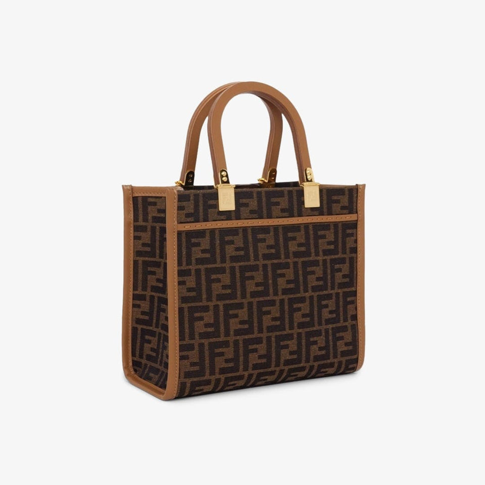 Fendi Sunshine Small Brown FF jacquard fabric bag