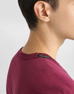 Cotton t-shirt with embroidery - bordeaux