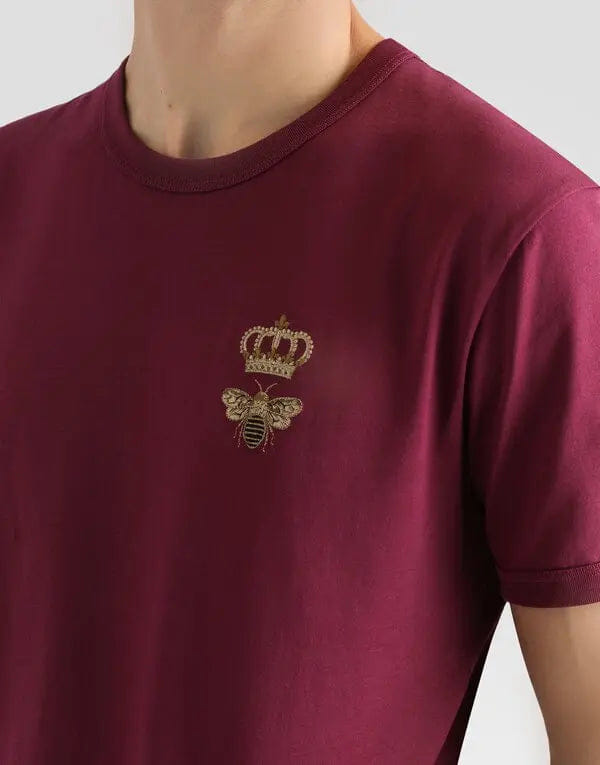 Cotton t-shirt with embroidery - bordeaux