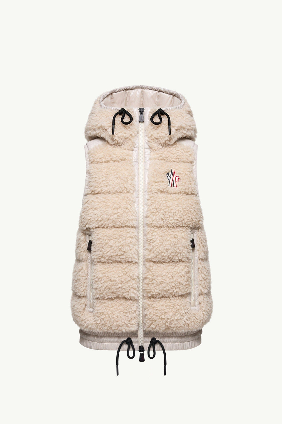 Moncler Teddy Hooded Insulated Vest Light Beige Light Beige