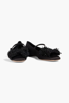 Valentino Garavani Bowjane Embellished Satin Mary Jane Pumps Black Women's