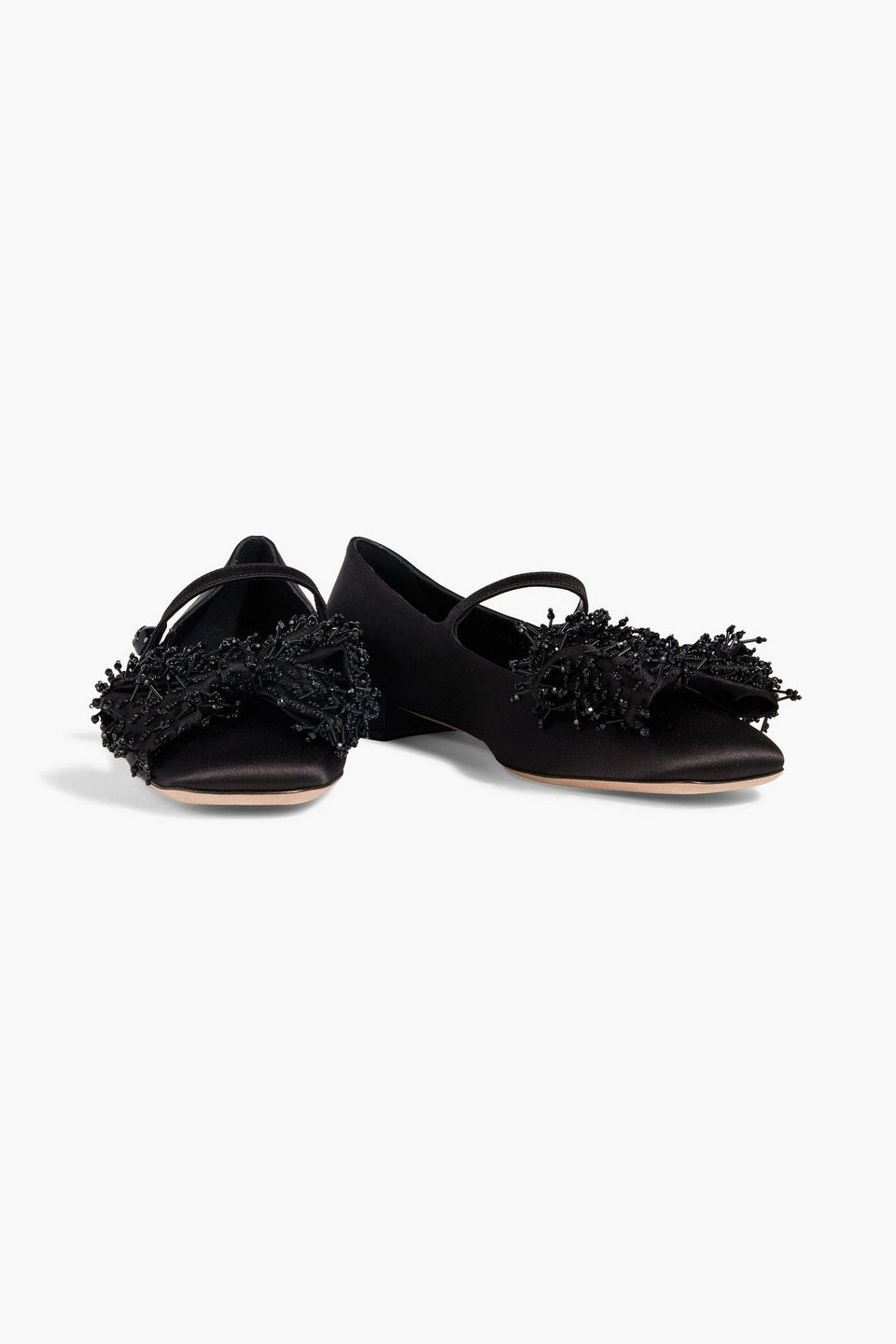 Valentino Garavani Bowjane Embellished Satin Mary Jane Pumps Black Women's