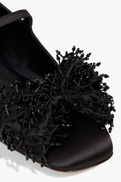 Valentino Garavani Bowjane Embellished Satin Mary Jane Pumps Black Women's