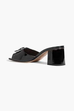 Valentino Garavani Vlogo Signature Patent-Leather Mules Black Women's