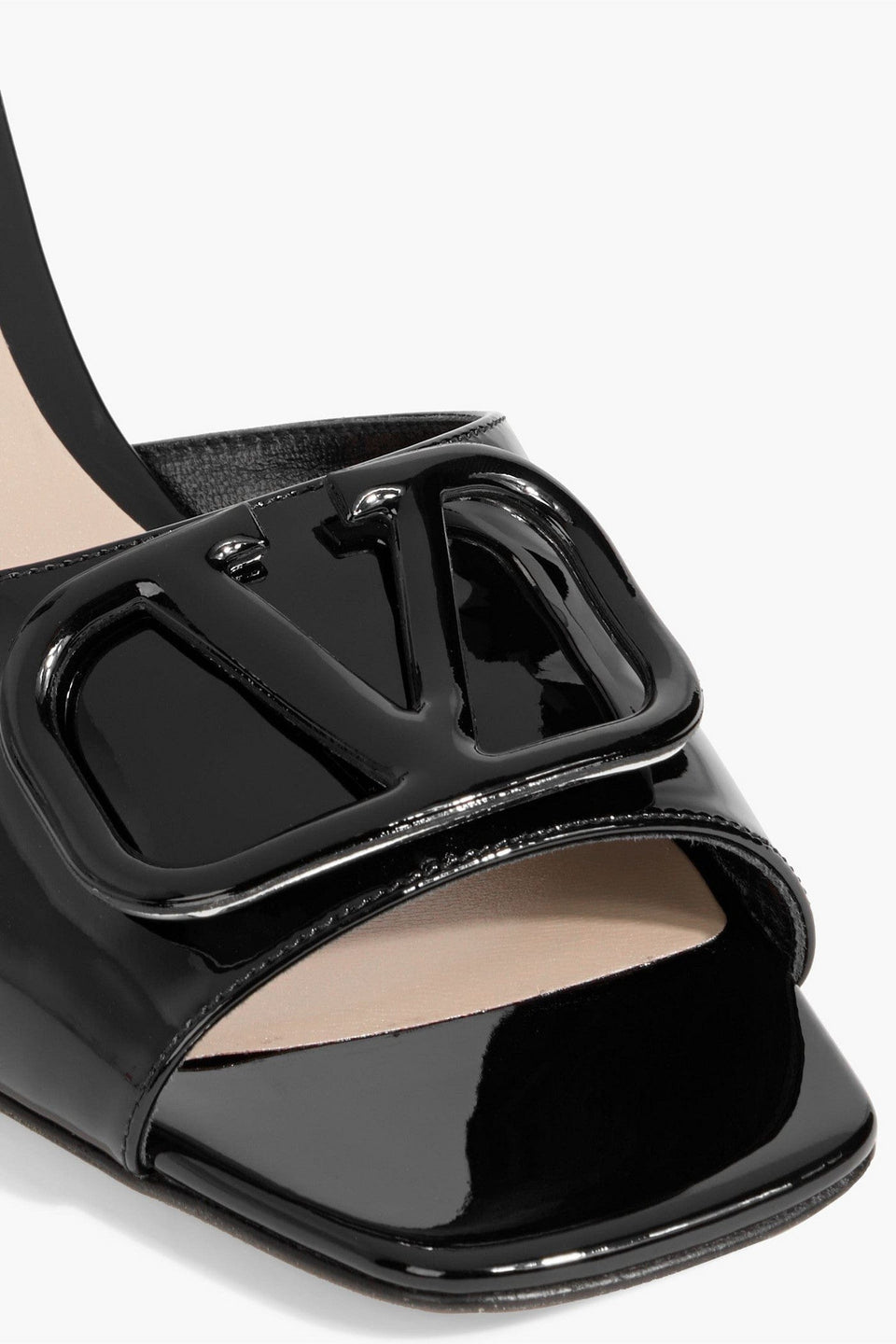 Valentino Garavani Vlogo Signature Patent-Leather Mules Black Women's
