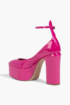 Valentino Garavani Tan-Go Patent-Leather Platform Pumps Fuchsia Women's