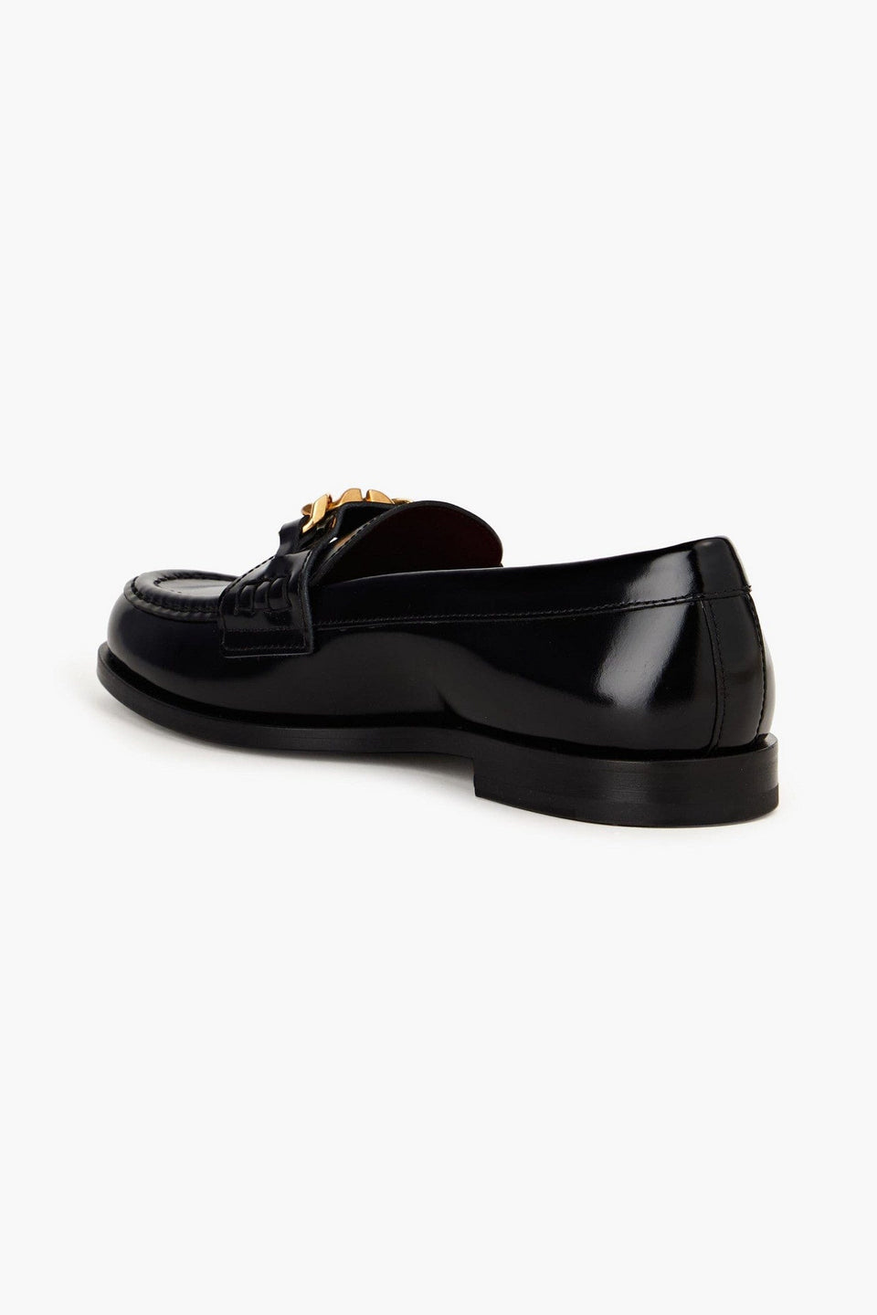 Valentino Garavani Vlogo Chain Leather Loafers Black Women's
