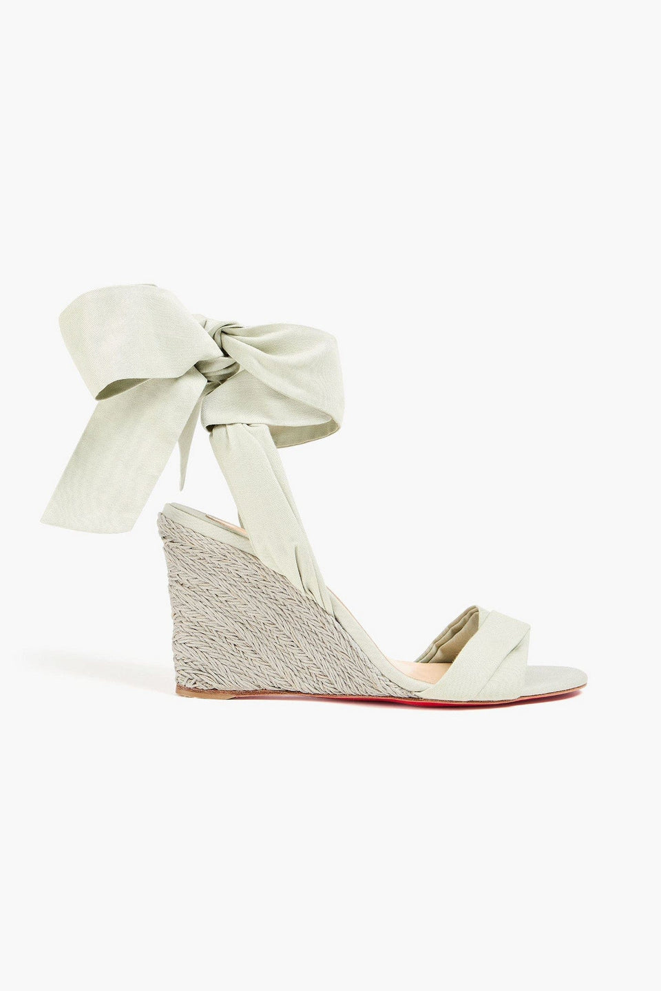 Christian Louboutin Melides Du Dsert 85 Cotton-Canvas Espadrille Wedge Sandals Light Gray Women's