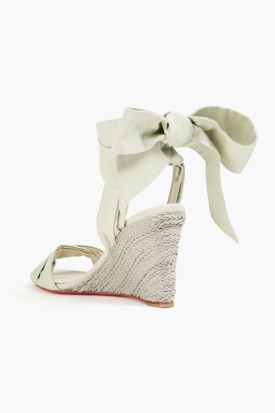 Christian Louboutin Melides Du Dsert 85 Cotton-Canvas Espadrille Wedge Sandals Light Gray Women's