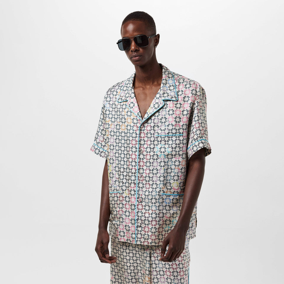 GIV Mono Silk Short-Sleeve Patterned Shirt