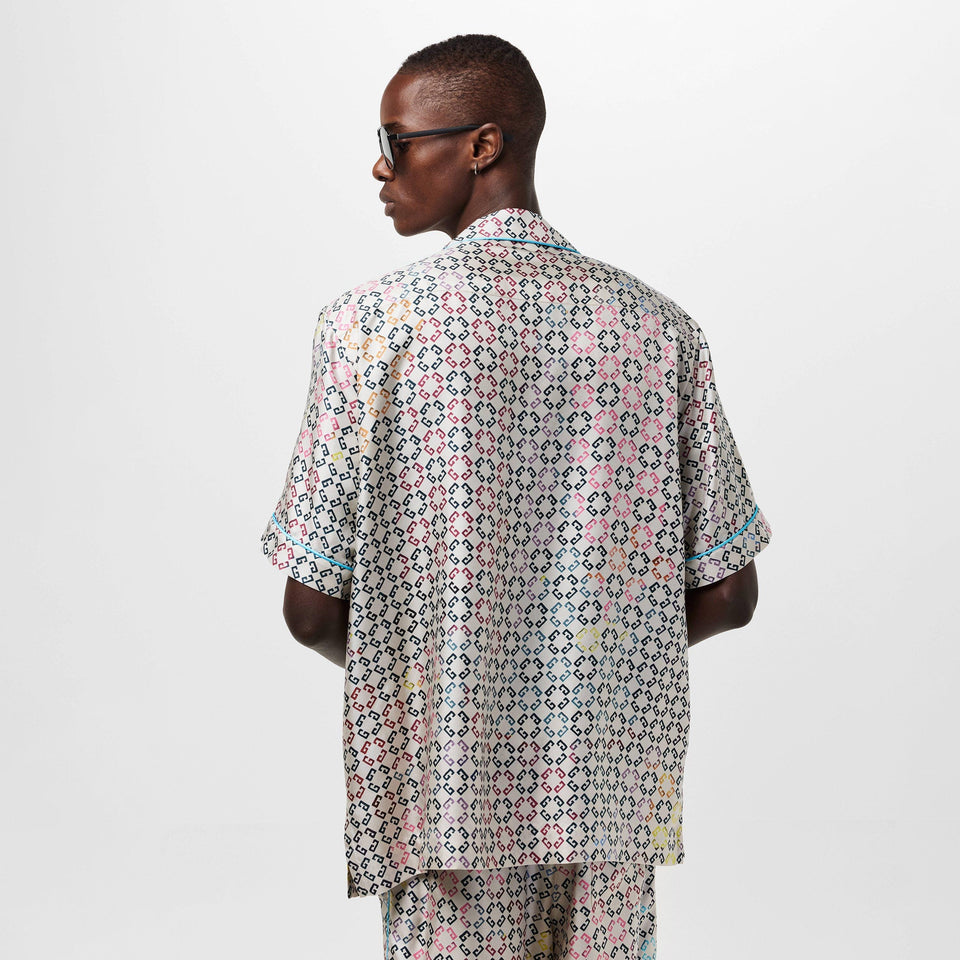 GIV Mono Silk Short-Sleeve Patterned Shirt