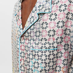 GIV Mono Silk Short-Sleeve Patterned Shirt