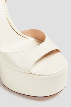 Valentino Garavani Tan-Go Patent-Leather Platform Sandals Ivory Women's